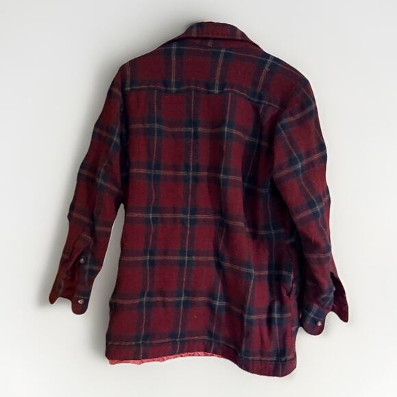 Shelter Bay Arrow Flannel Quilted Shirt Jacket Shacket Red Black Wool Blend M - Picture 2 of 5